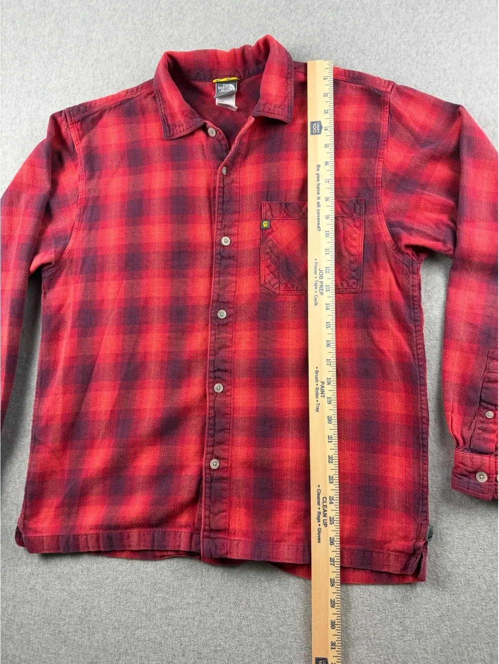 The North Face A5 Series Mens M Red Black Plaid Flannel Shirt 100% Cotton